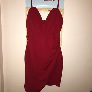 Red tight dress with slits on the edges